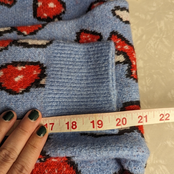 Zara mushroom sweater - blue crew neck women's size medium - Picture 4 of 6